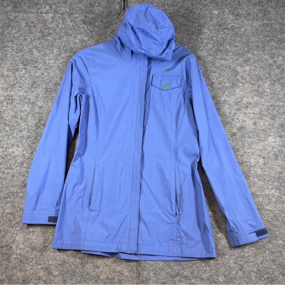 Orage Blue Hooded WaterproofJacket Size M Outdoor Rain Shell Coat Gorp Hiking - Picture 2 of 16